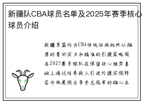 新疆队CBA球员名单及2025年赛季核心球员介绍